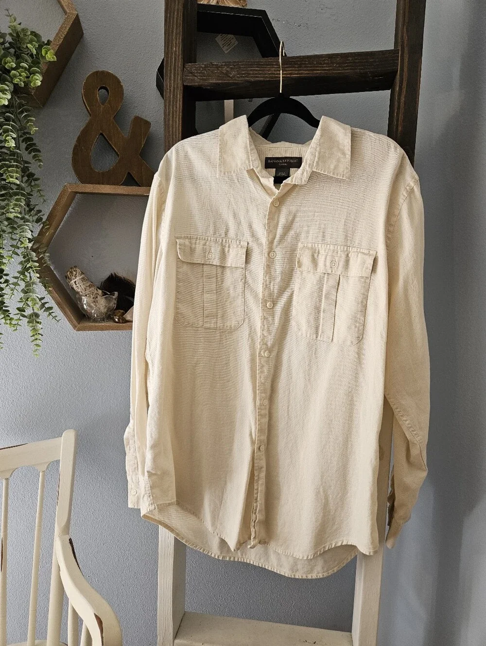Banana Republic Off-White Button-Front Workshirt